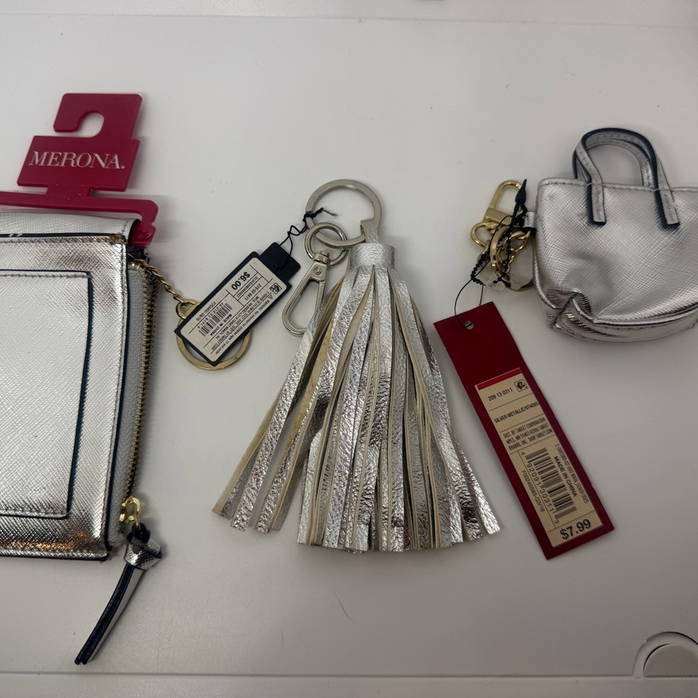 Merona Silver Keychain and Card Holder Set